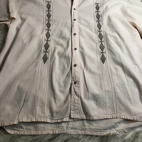 Vintage Mens Garris Clothing Beach White Tone Short Sleeve Button Down Shirt - Picture 9 of 16